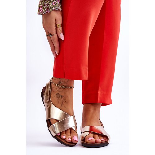 Zazoo Velcro Leather Sandals Gold Addison Cijene