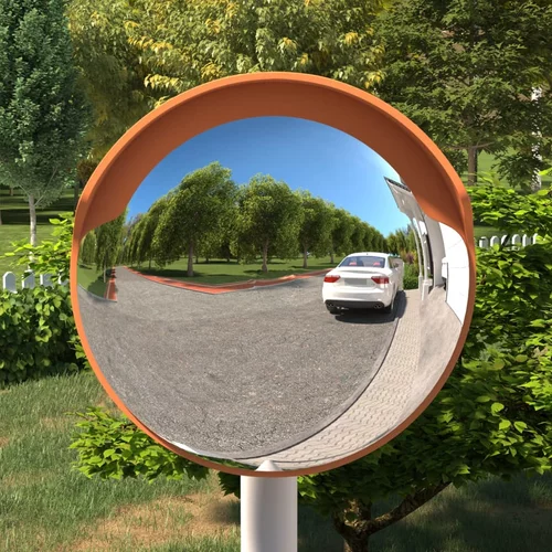 vidaXL Zunanje konveksno prometno ogledalo oranžno Ø60 cm polikarbonat