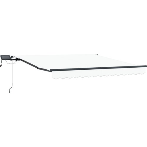 VidaXL Ručno Uvlačiva Tenda s LED Bijela 350x250 cm, Tenda Zamjenska Tkanina za Okvir 3.5x2.5 m Bijela Slike