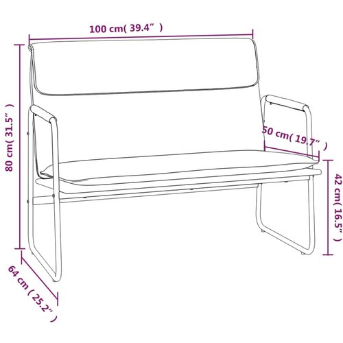  Klupa siva 100 x 64 x 80 cm od umjetne kože Slike