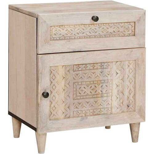 VidaXL Noćni ormarić s ladicama Bež 50 x 33 x 60 cm masivno drvo manga Slike