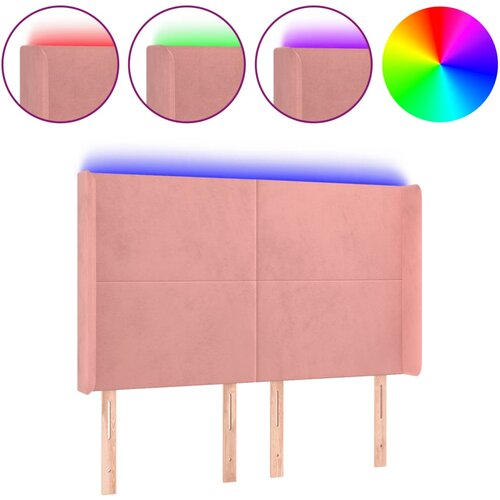 Maison Chic led posteljno vzglavje - vzglavna omarica - nočna omarica roza 147x16x118/128 cm žamet, (21712131) Slike