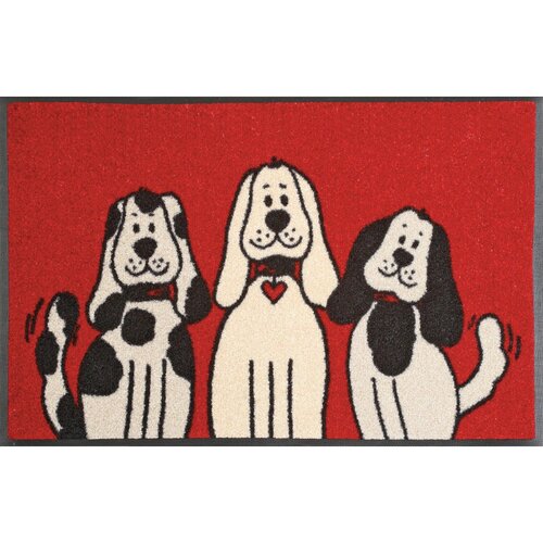 wash+dry PREDPRAŽNIK Three Dogs 50/75 cm potiskano rdeča, črna, bela Cene