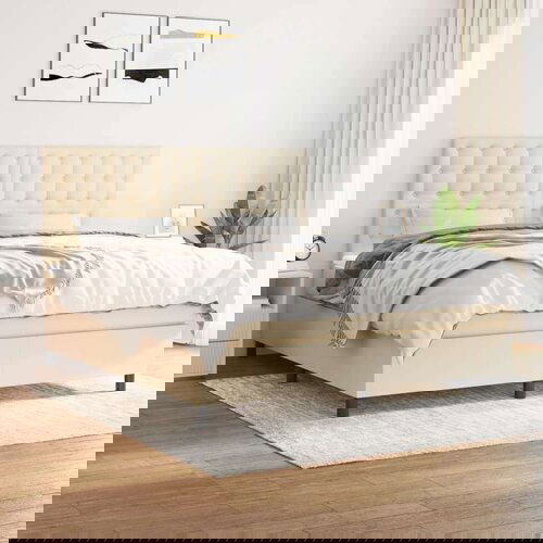  Box spring postelja z vzmetnico krem 180x200 cm blago Cene