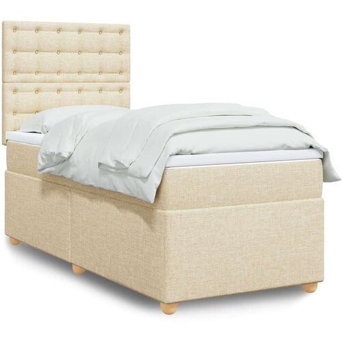  Krevet s oprugama i madracem krem 100 x 200 cm od tkanine Slike