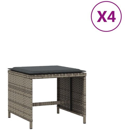 Maison Chic Vrtni stolčki - Vrtni stoli z blazinami 4 kosi sivi 40x40x35 cm poli ratan JS1131, (21877292) Cene
