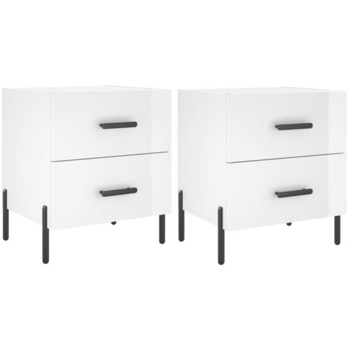 Maison Chic Dvo delni komplet Nočne omarice - Nočne mize visok sijaj bela 40x35x47,5 cm inžen. les, (21688251) Slike