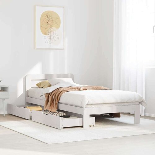vidaXL Posteljni okvir brez vzmetnice bel 90x200 cm trdna borovina Cene