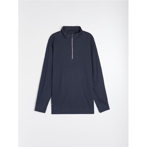 Sinsay Pamučna sweatshirt majica s uspravnim ovratnikom i kratkim patentnim zatvaračem Cene