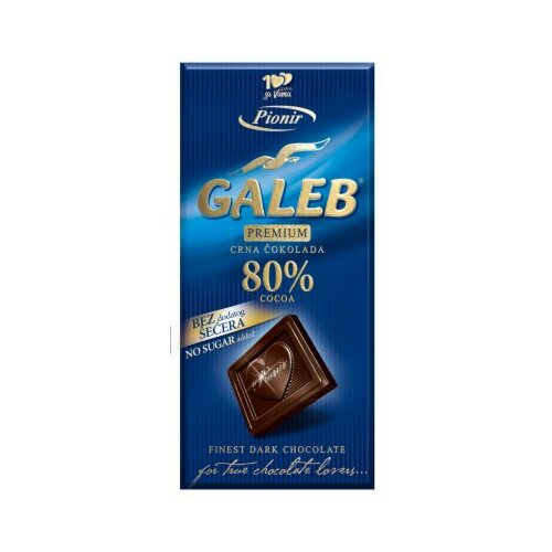 Pionir galeb premium crna čokolada 80% kakao delova 100g Slike