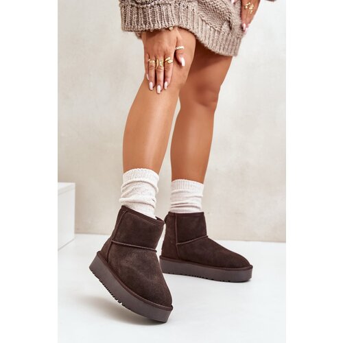 Kesi Women's suede snow boots on a platform above the ankles brown Rianaella Cene