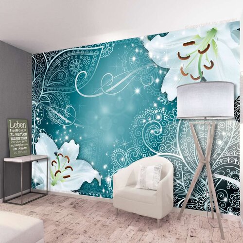 Samoljepljiva foto tapeta - Oriental Wings (Turquoise) 245x175 Slike
