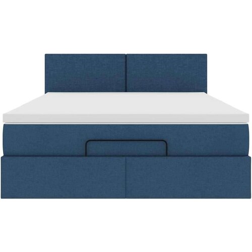  Otomanski krevet s madracem plavi 140x190cm od tkanine Slike