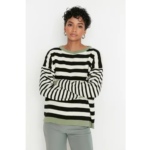 Trendyol Ecru Striped Knitwear Sweater
