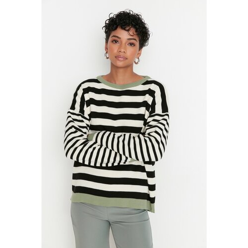 Trendyol Ecru Striped Knitwear Sweater Slike