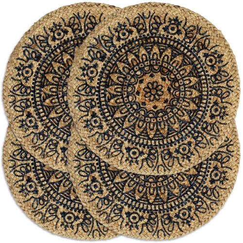  Pogrinjki 4 kosi temno modri 38 cm okrogli iz jute, (20707701) Cene