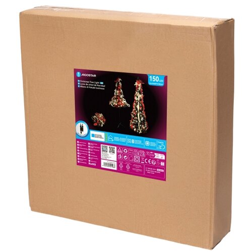 Aigostar LED spoljni božićni bor 150xLED/230V 1,8m IP44, crne boje, hladne bele svetlosti Slike