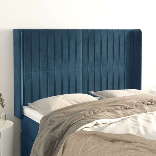  Vzglavje z u&amp;scaron;esi temno modro 147x16x118/128 cm žamet, (20953664) Slike