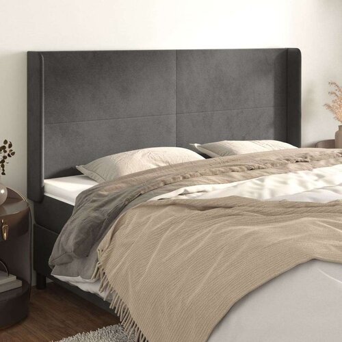  Uzglavlje s u&amp;scaron;ima tamnosivo 203x16x118/128 cm bar&amp;scaron;unasto Slike