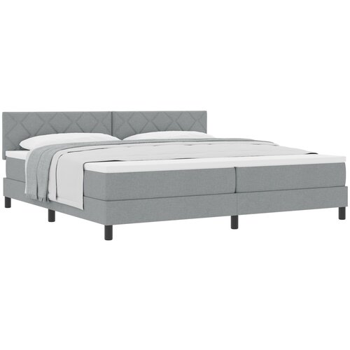 VidaXL Box Spring postelja z vzmetnico svetlo siva 200x200 cm tkanina Slike