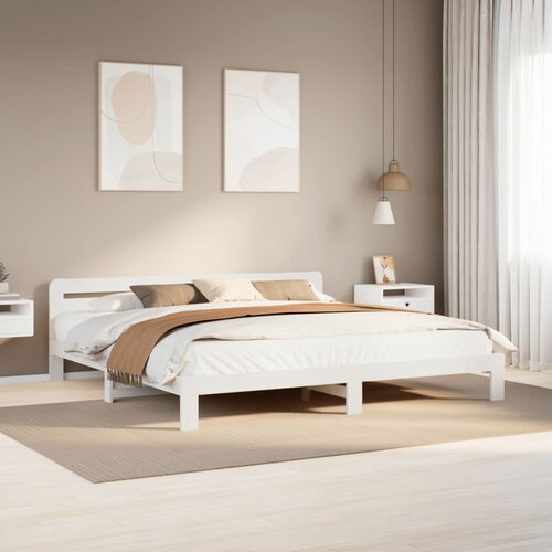vidaXL Posteljni okvir brez vzmetnice bel 200x200 cm trdna borovina Cene