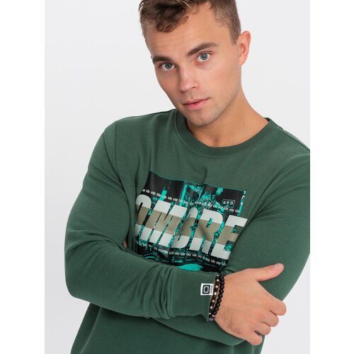 Ombre Men's printed over-the-head sweatshirt - green Cene