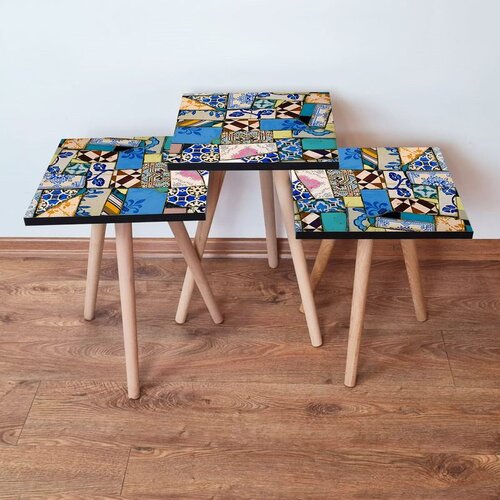 Hanah home 3Shp25 - multicolor multicolor nesting table (3 pieces) Cene