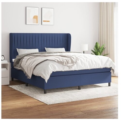 VidaXL Krevet s oprugama i madracem plavi 180x200 cm od tkanine Slike