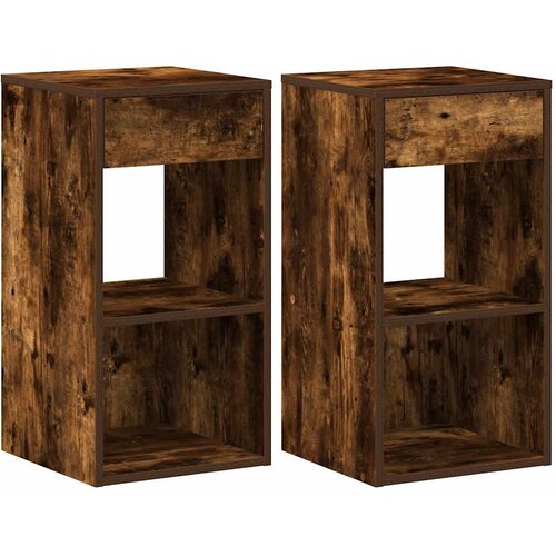 Maison Chic 2 kose Nočne omarice - Nočne mize s predalom dimljeni hrast 35x34x66,5 cm, (21687331) Slike
