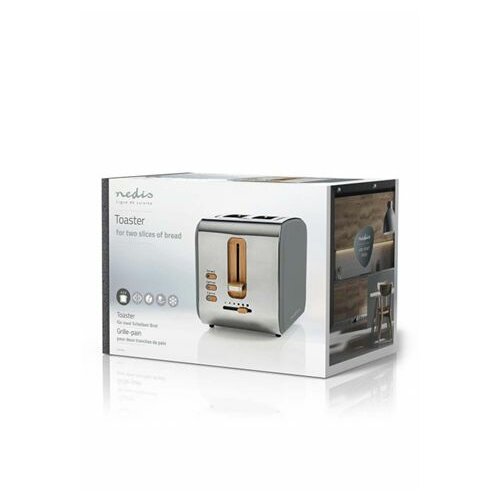 Nedis Toaster 2 Wide Slots Soft-Touch Grey toster Slike