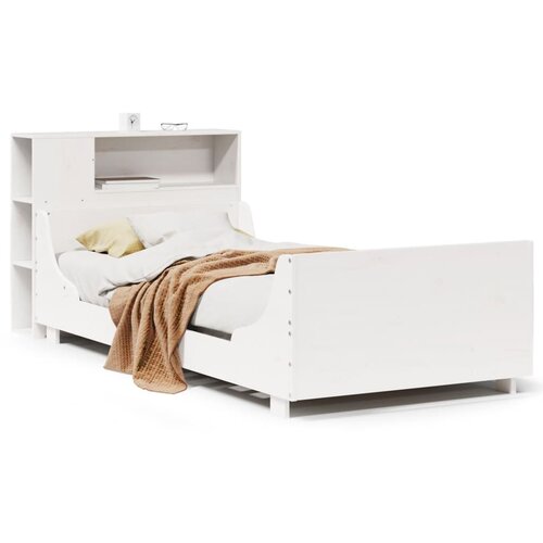 Maison Chic Postelja za odrasle - Posteljni Okvir brez vzmetnice bel 100x200 cm trdna borovina, (22082408) Slike