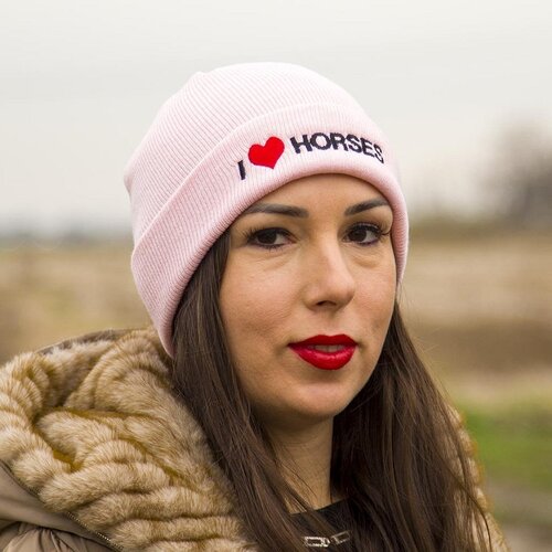  zimska kapa "i love horses" pink Cene