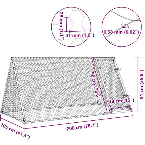  Kavez za koko&amp;scaron;i srebrni 200 x 105 x 91 cm od pocinčanog čelika Slike