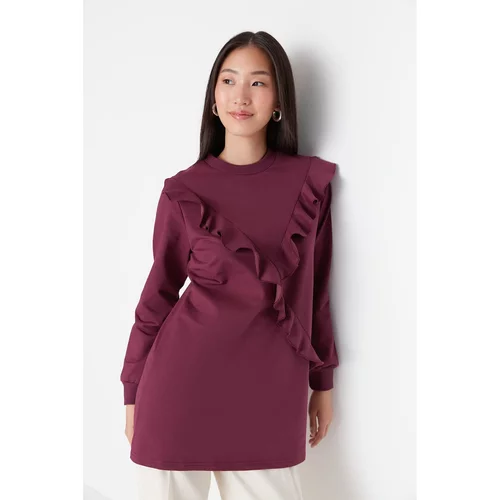 Trendyol Plum Front Detailed Knitted Tunic