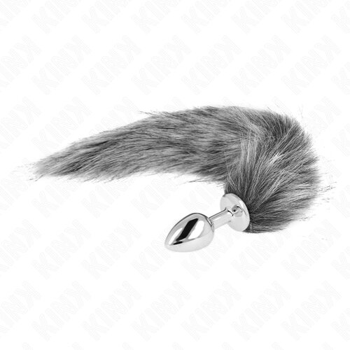 Kink Fox Tail with Metal Plug Grey Cene