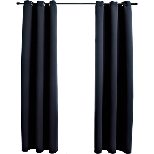 VidaXL Zavjese za zamračivanje s prstenovima 2 kom. Crne 97x213 cm Tkanina Slike