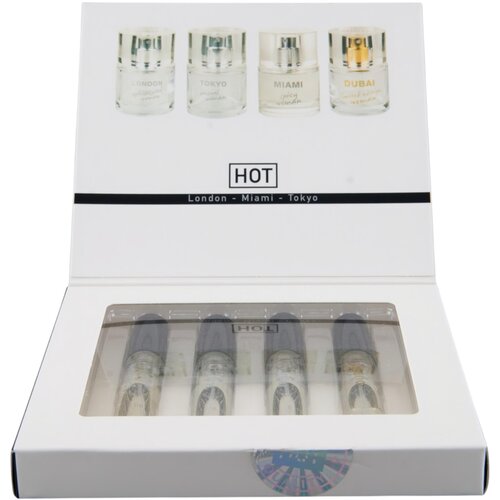 Hot Set feromonskih ženskih parfema London Majami Tokio Dubai 4x5ml Slike