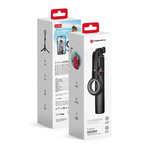 forcell F-GRIP MagSelfie S100M selfie stick z brezžičnim daljincem, črn Cene