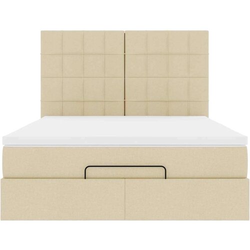 VidaXL otomanski okvir kreveta s madraca krem 140x200cm od tkanine Slike
