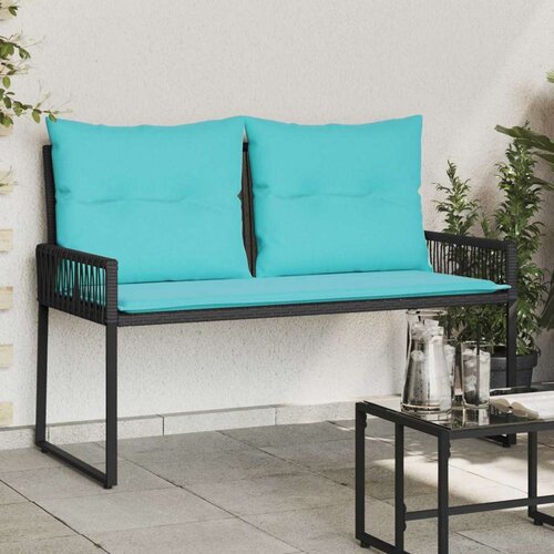  Zunanja klop z blazino 4 pcs Črna in turkizna poli ratan, (5000273054) Cene