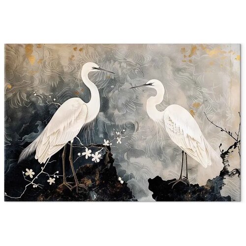  XXL slika - Herons and cherry blossoms - oriental-style illustration depicting birds 260x173 Slike