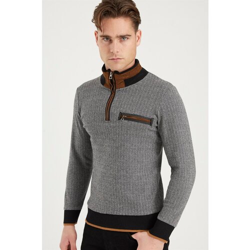 Dewberry 1039 MEN&amp;#039;S SWEATSHIRT-PATTERNED BLACK Slike