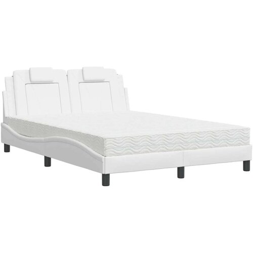 VidaXL Krevet s madracem bijeli 140x200 cm od umjetne kože Slike