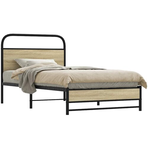 vidaXL Posteljni okvir brez vzmetnice 90x200 cm sonoma hrast inž. les Cene