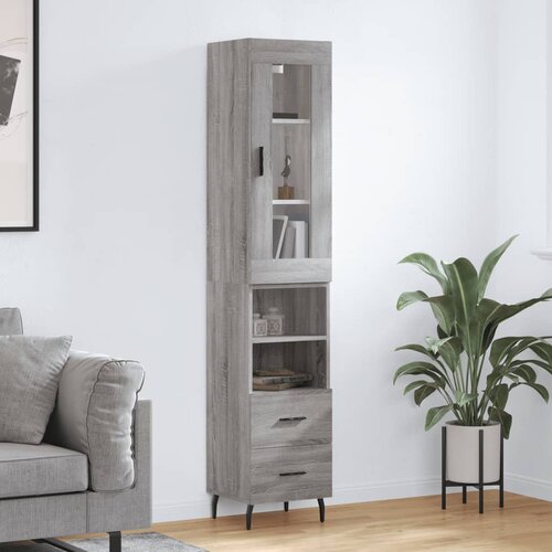 vidaXL Visoka komoda siva sonome 34 5x34x180 cm od konstruiranog drva Cijene
