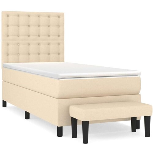 VidaXL Okvir kreveta s oprugama i madrac krem 80x200 cm od tkanine Slike