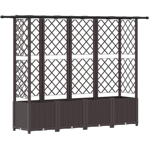 vidaXL Dvignjeno ležišče s trellisom in streho Rjava 202 x 40 x 138 cm, (5000287864) Cene