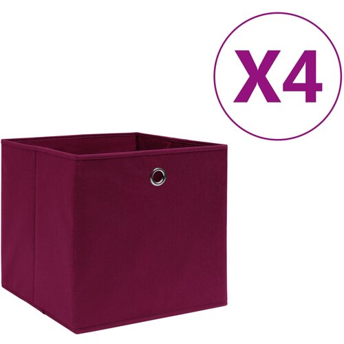 vidaXL Škatle 4 kosi netkano blago 28x28x28 cm temno rdeče Cene
