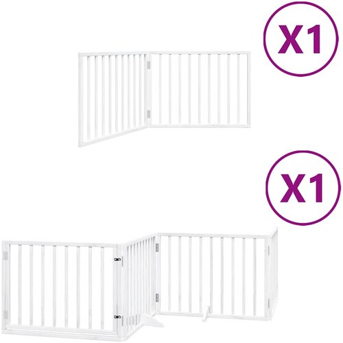  Vrata za pse s vrata&amp;scaron;cima 6 panela sklopiva 480 cm drvo topole Bijela 80 x 60 x 2 cm Slike