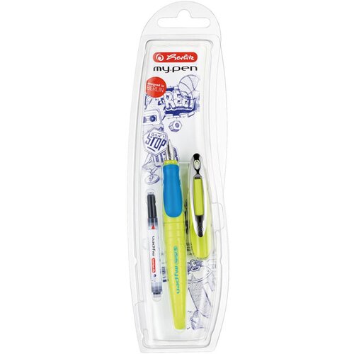Herlitz Nalivno pero My pen + črnilni vložek, Lemon-Blue Cene